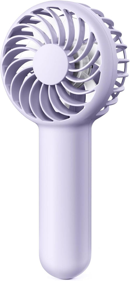 Mini Portable Handheld Fan, 3 Speed Powerful Battery Operated, Small USB Rechargeable Personal Fans for Makeup Eyelash, Camping Beach Airplane Travel Essentials for Women Girls Purple