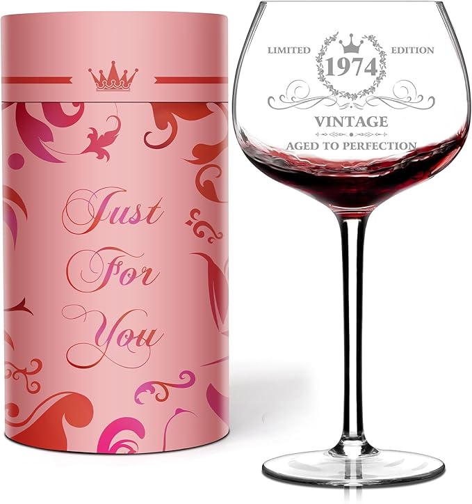 Birthday Gifts For Her, Vintage 1974 Wine Glass, Birthday Decorations For Women, Birthday Gifts For Women, Friends,Sister,Mom