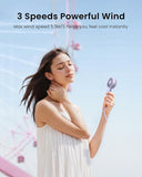 Mini Portable Handheld Fan, 3 Speed Powerful Battery Operated, Small USB Rechargeable Personal Fans for Makeup Eyelash, Camping Beach Airplane Travel Essentials for Women Girls Purple