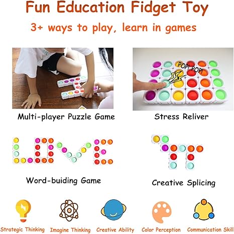 24 Pcs Fidget Blocks, Push Silicone Popper Fidget Sensory Toy, Infinity DIY Pop Building Blocks, Great Tool for Classroom (White)