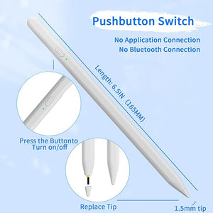 Stylus Pens for Touch Screens, Universal Fine Point iPad Pencil with Magnetic Adsorption Compatible with iPhone/iPad/Samsung/Android/Tablet & Other Touch Screens (White)
