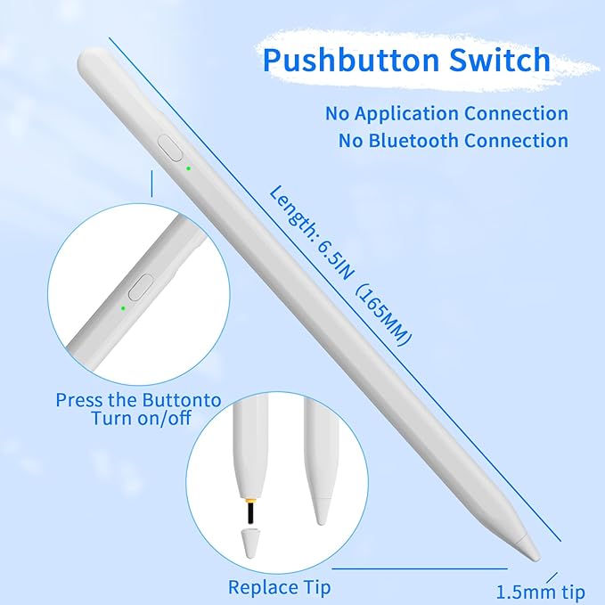 Stylus Pens for Touch Screens, Universal Fine Point iPad Pencil with Magnetic Adsorption Compatible with iPhone/iPad/Samsung/Android/Tablet & Other Touch Screens (White)