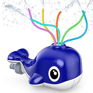 Kiztoys Water Sprinkler for Kids, Blue Whale Spray Water Toy with 6 Wiggle Tubes for Toddlers at Backyard & Garden Kids Sprinkler Toy in Summer